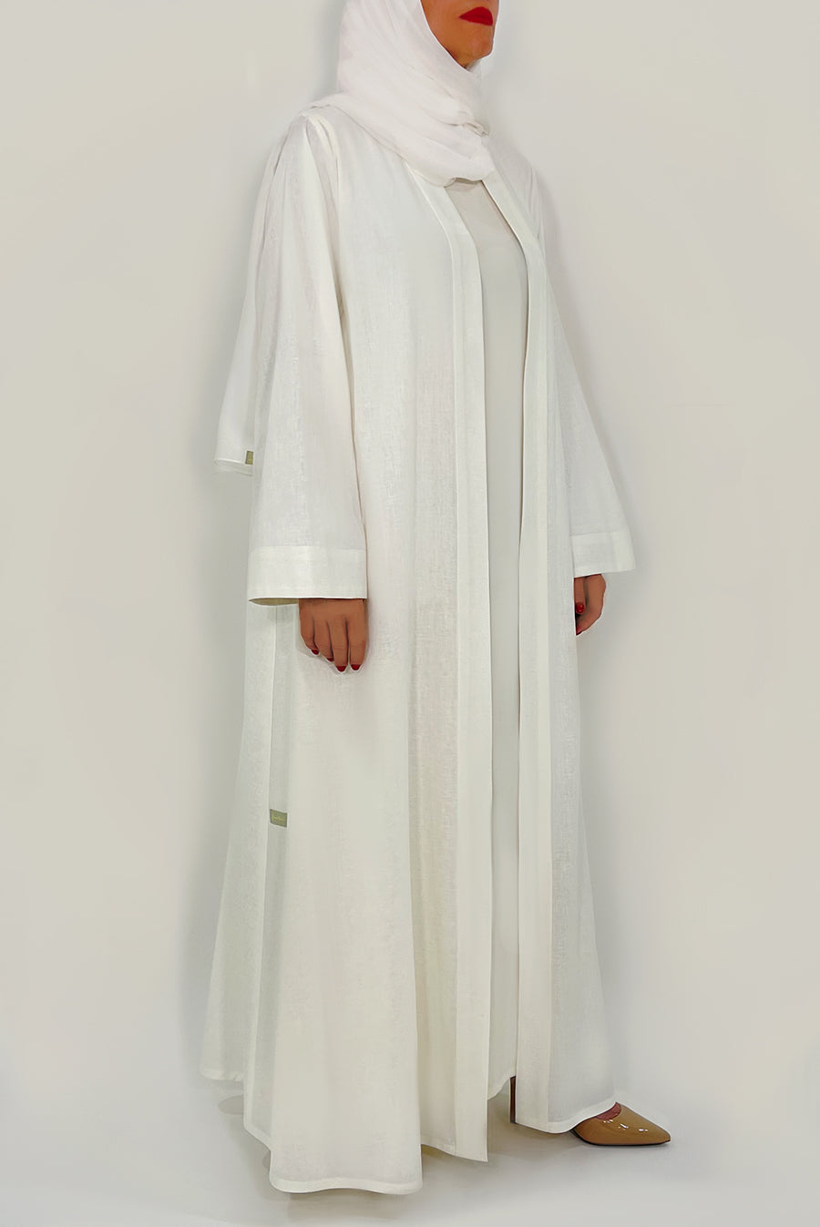 Simple White Linen Abaya