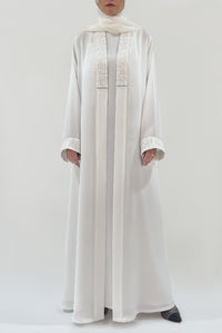 Luxurious Embroidered White Abaya