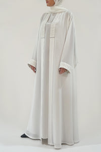 Luxurious Embroidered White Abaya