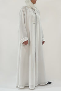 Luxurious Embroidered White Abaya