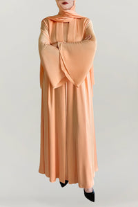 Stylish Peach Colored Silk Abaya