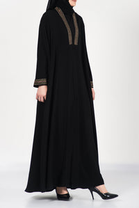 Color-Embroidered Black Abaya