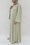 modest dress light green jalabiya - thowby - elegant dresses in dubai 