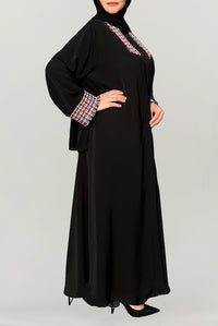 Colorful Detailed Black Abaya