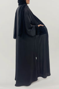 Velvet Detailed Black Abaya