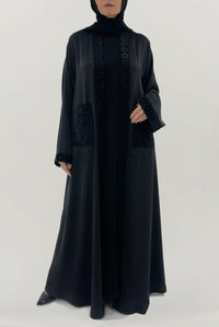 Velvet Detailed Black Abaya