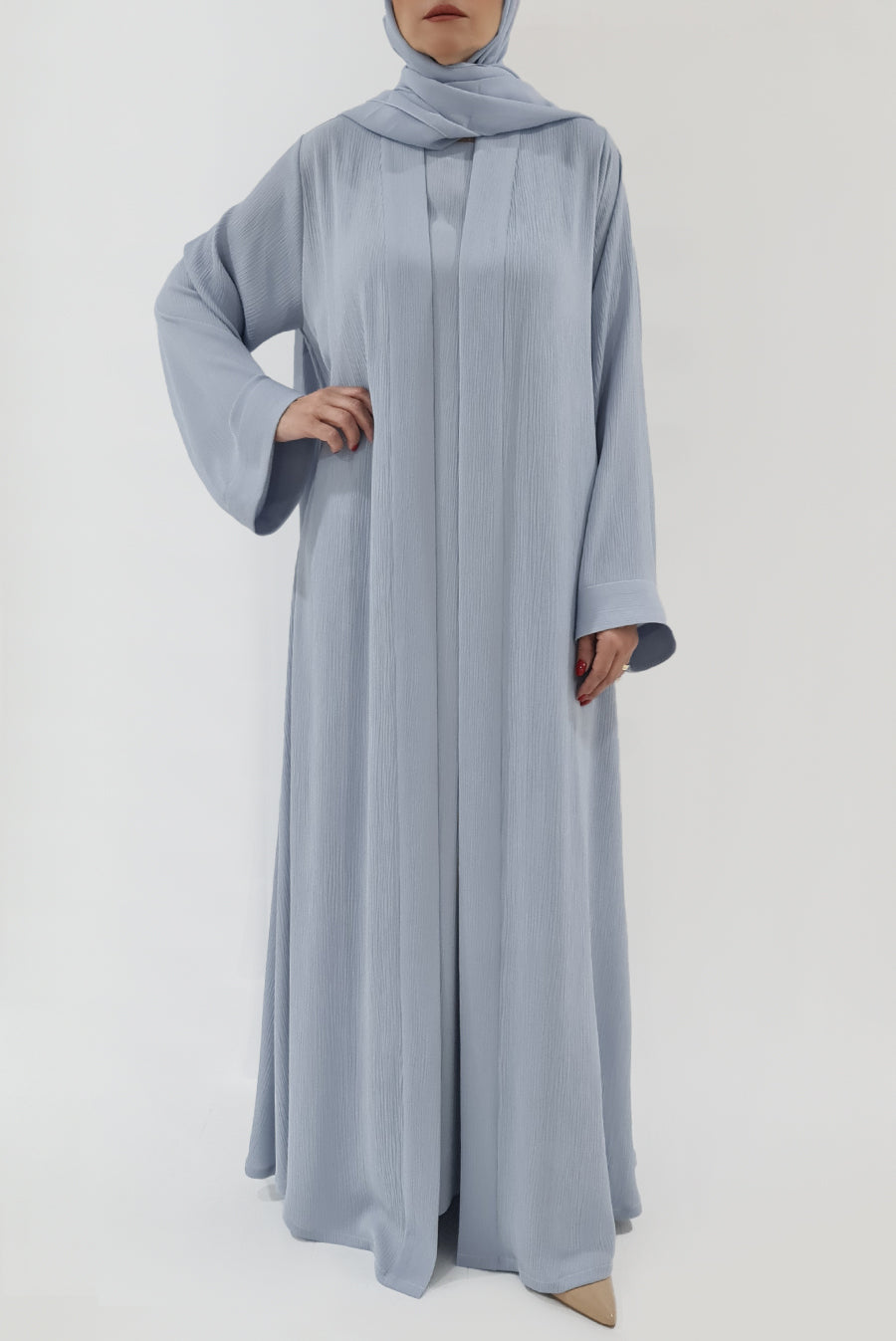 Textured Baby Grey Colored Abaya
