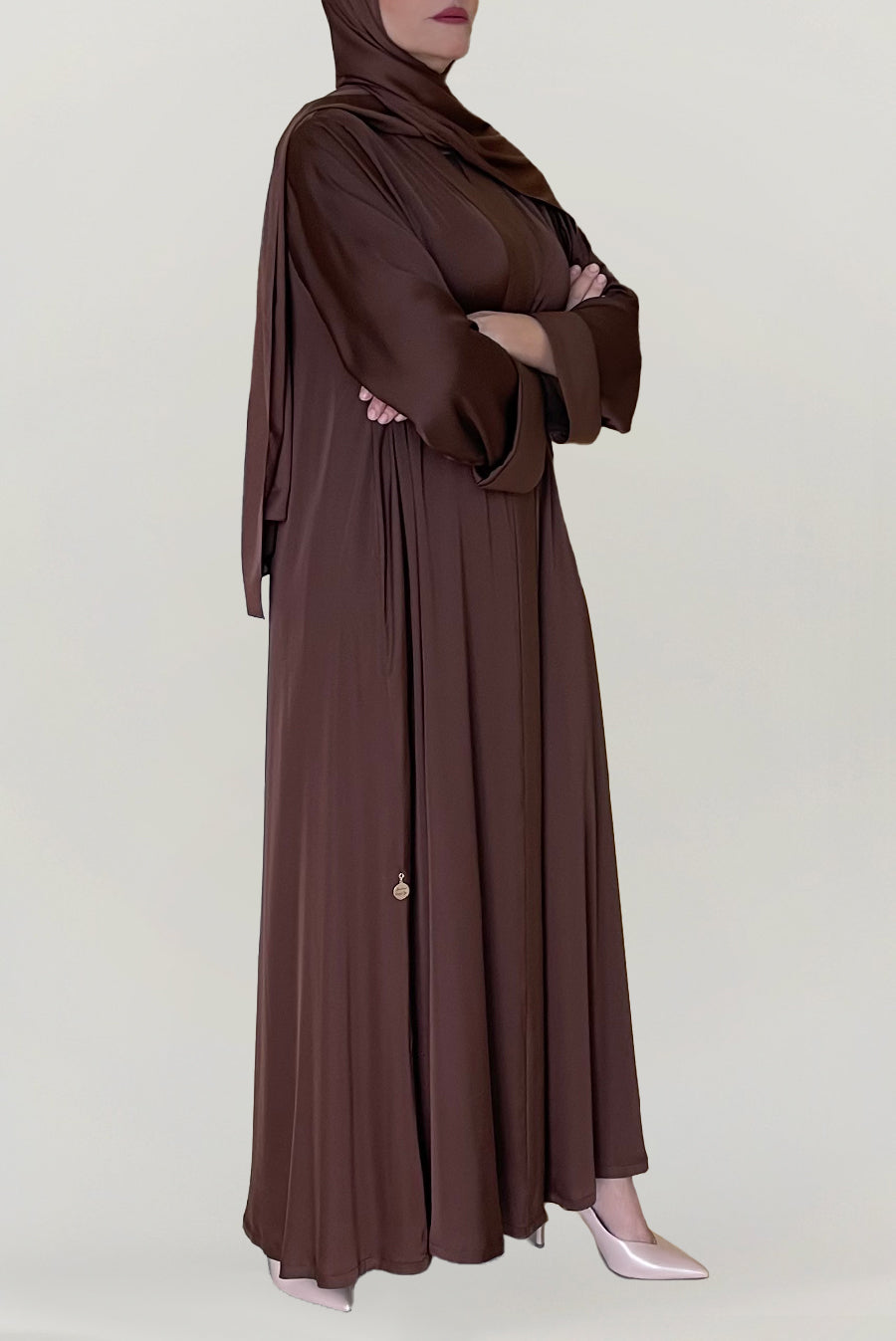 Classy Brown Silk Abaya