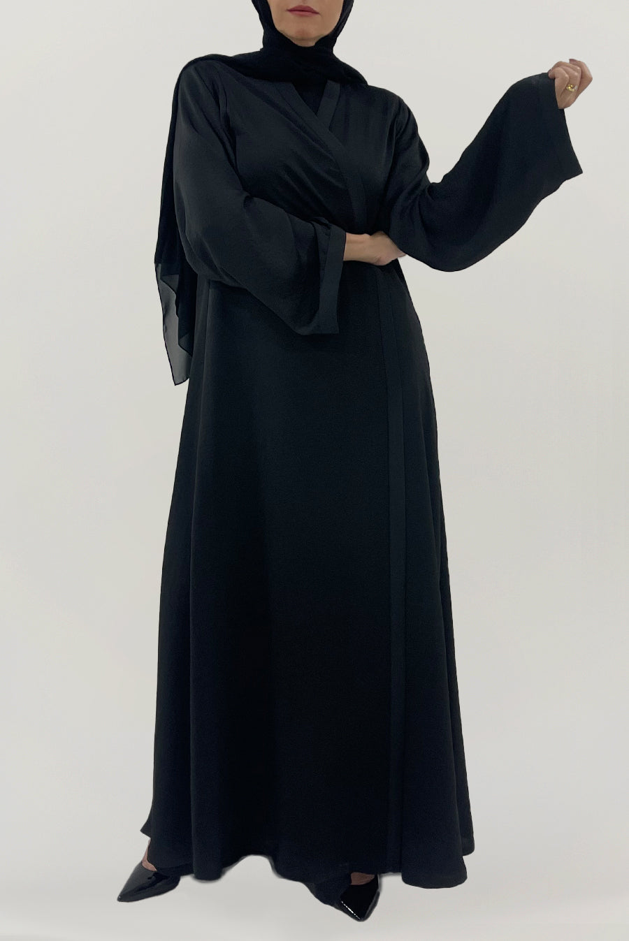 Plain Cuffed Black Abaya