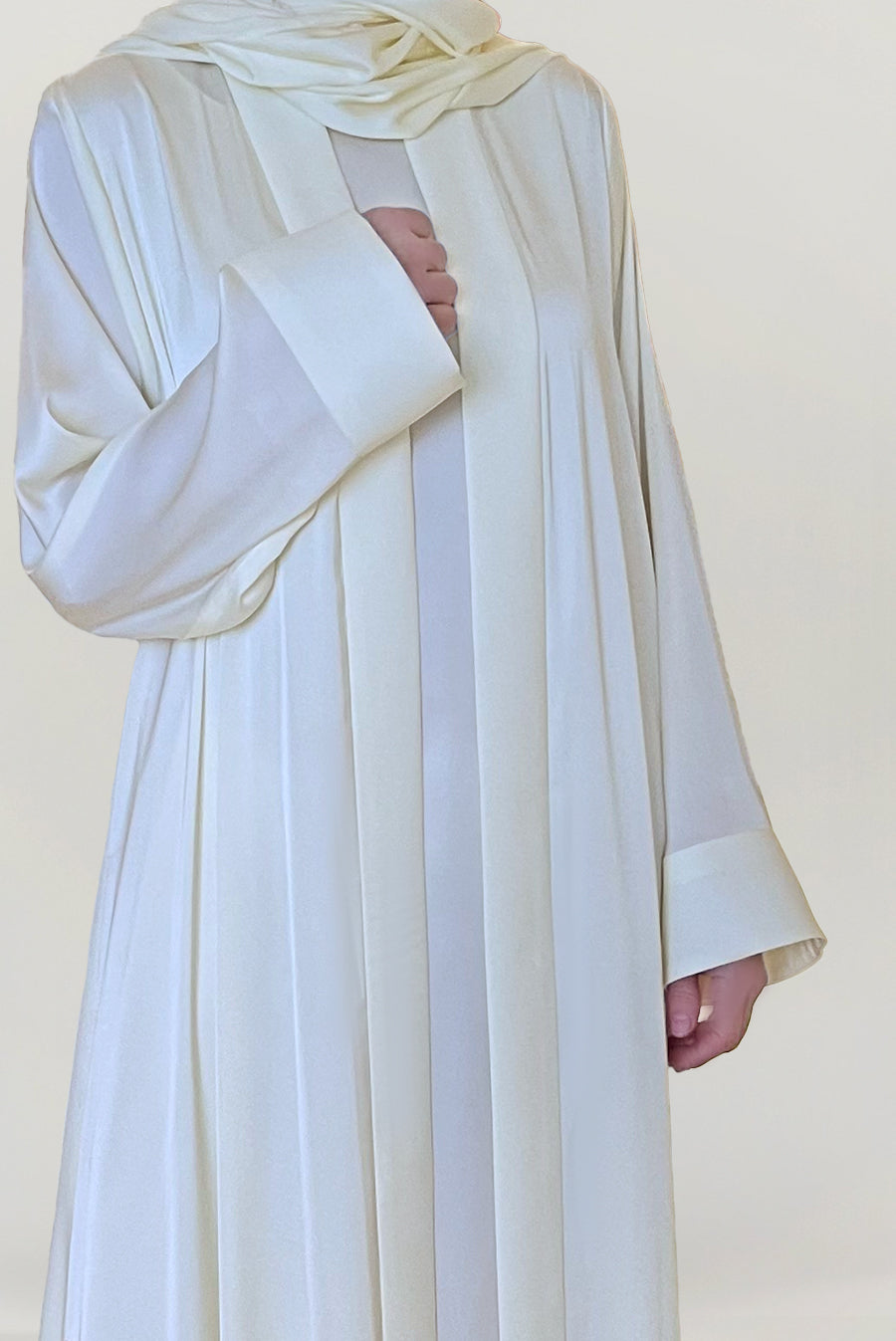 Classic Off White Silk Abaya
