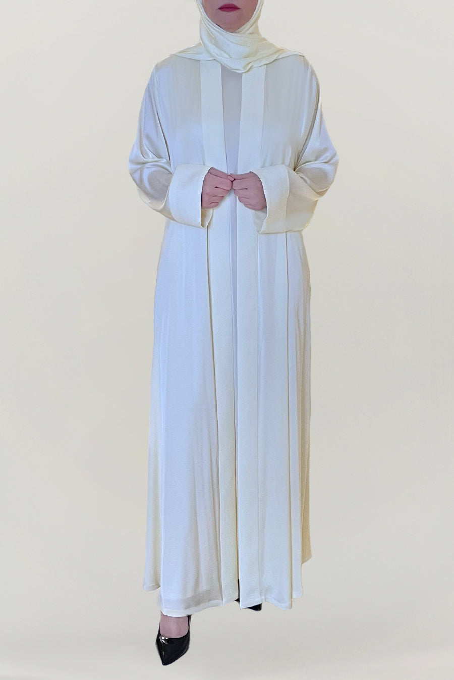 Classic Off White Silk Abaya
