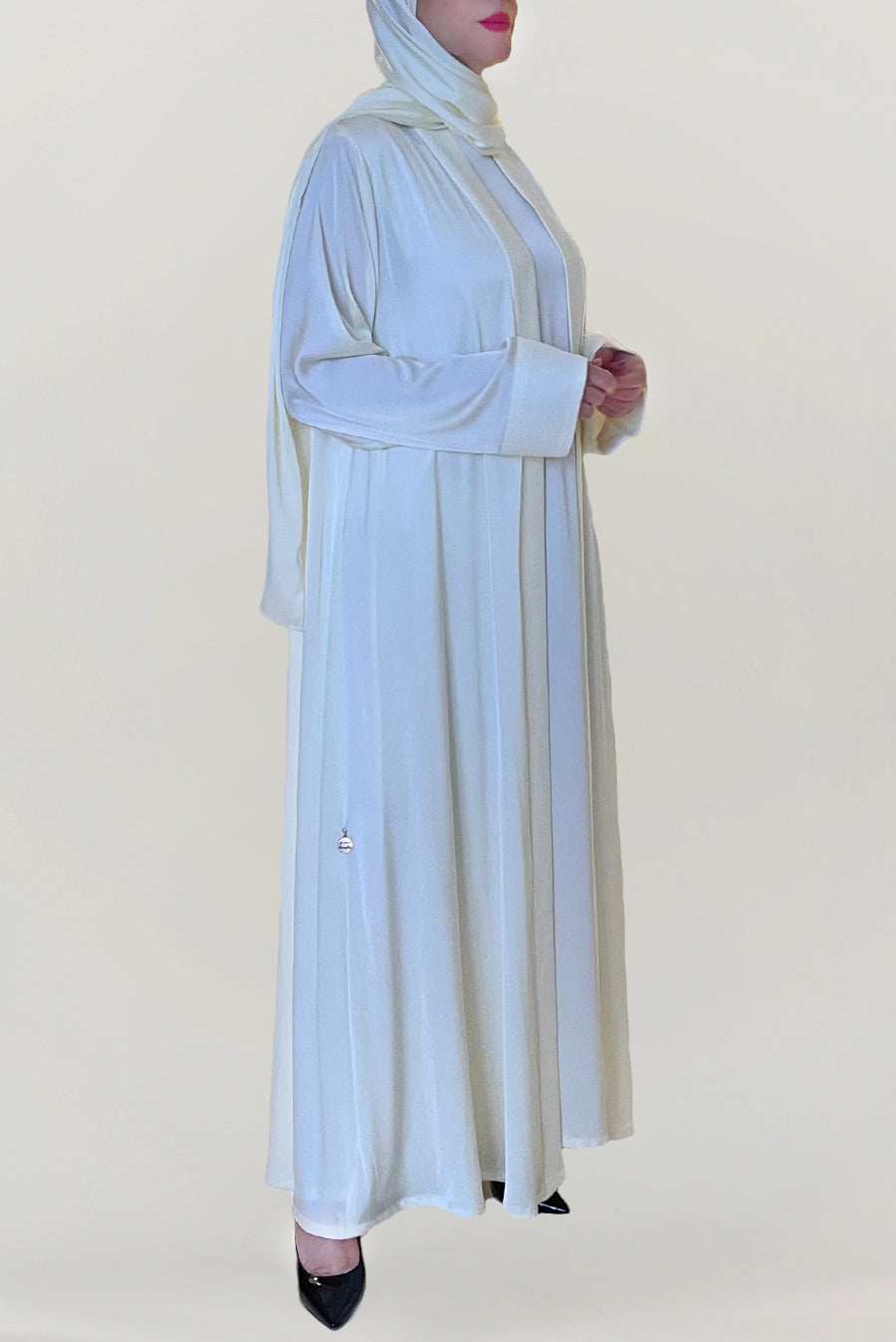 Classic Off White Silk Abaya