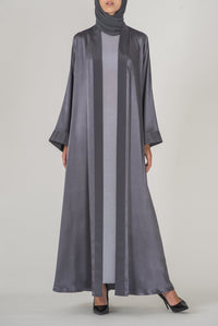 Satin Grey Evening Abaya