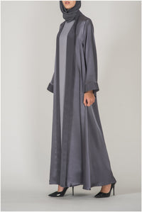 Satin Grey Evening Abaya