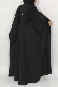 Beaded-Trim Black Abaya