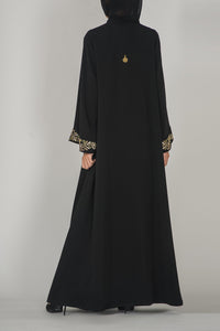 Gold-Embroidered Black Abaya