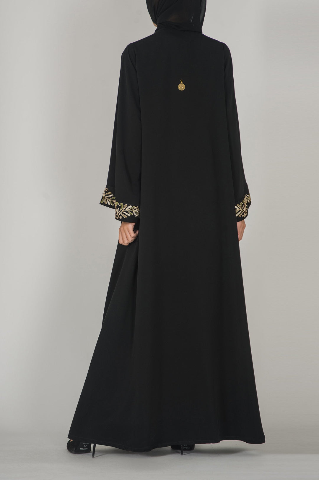 Gold-Embroidered Black Abaya