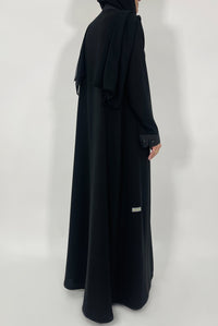 Collared Buttoned Black Abaya
