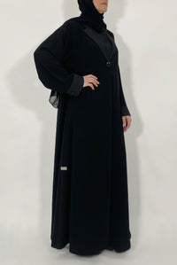 Collared Buttoned Black Abaya