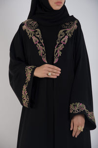 Color-Embroidered Black Abaya