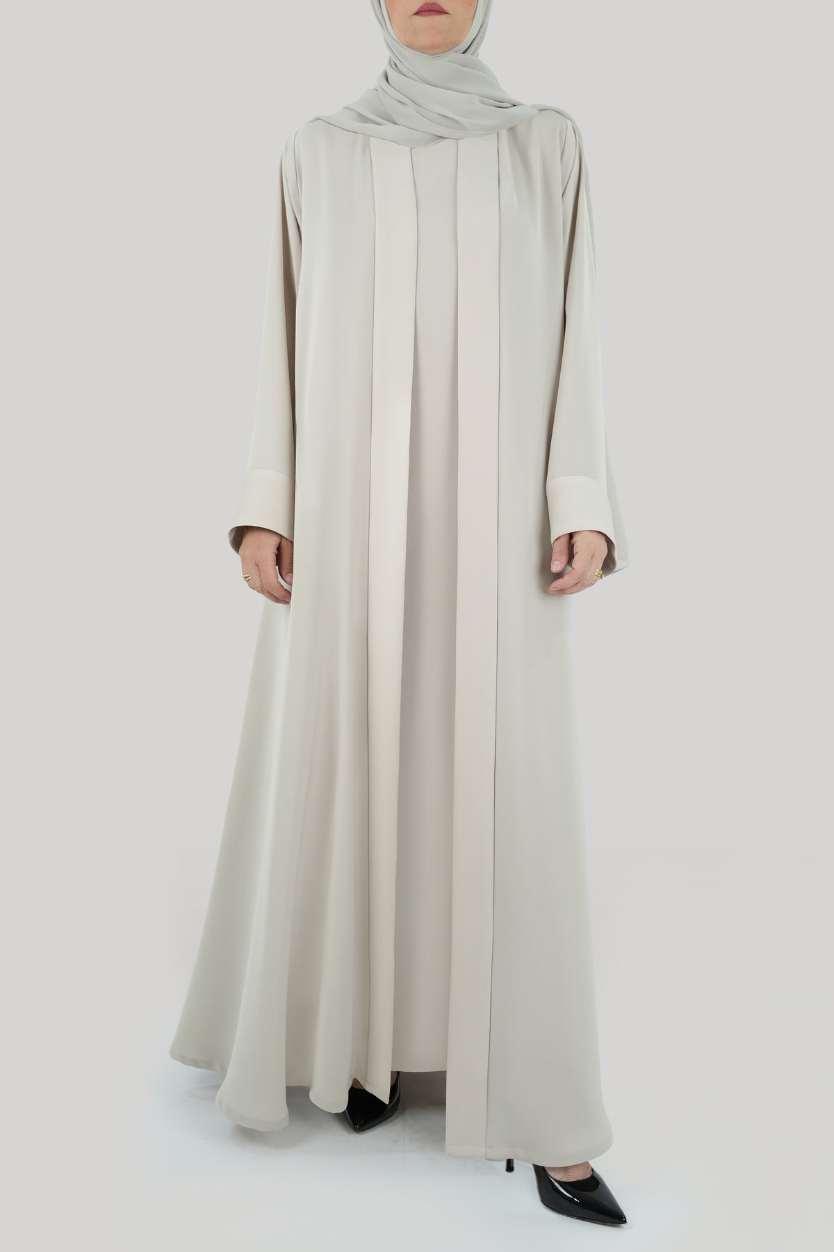 thowby Heyam Abaya - light Beige Color - Front 