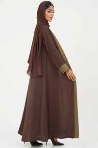 brown and olive abaya on a white background