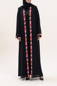 Stylish Vibrant Details Black Abaya Set