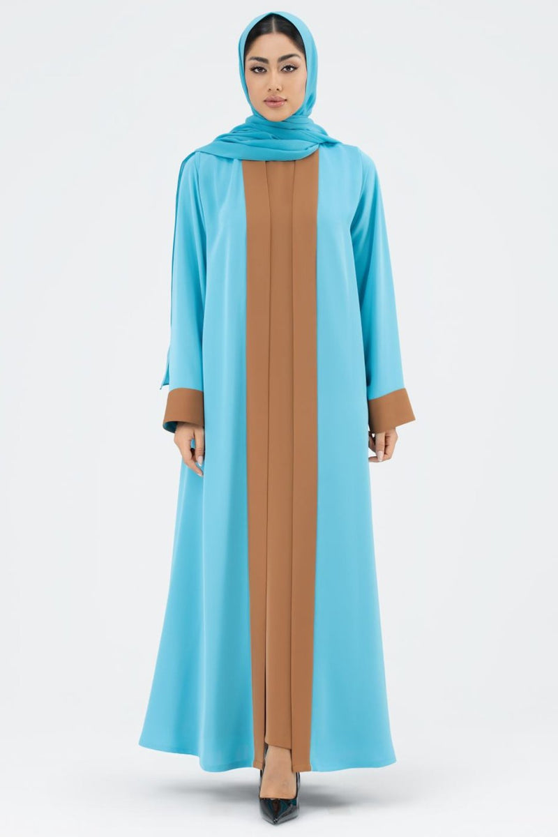 Blue-Brown Abaya Set