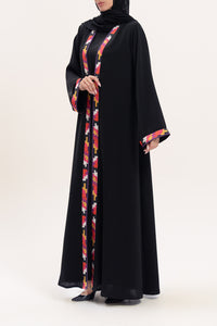 Stylish Vibrant Details Black Abaya