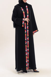 Stylish Vibrant Details Black Abaya