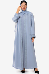 Light blue abaya with Luxury patterns