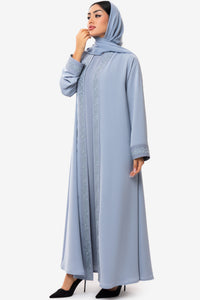 Light Sky-Blue Embroidered Abaya