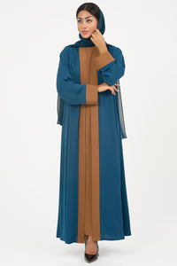 two-toned elegant petrol blue Colored Abaya