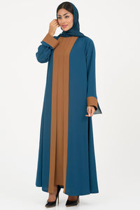 two-toned elegant petrol blue Colored Abaya