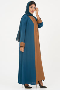 two-toned elegant petrol blue Colored Abaya