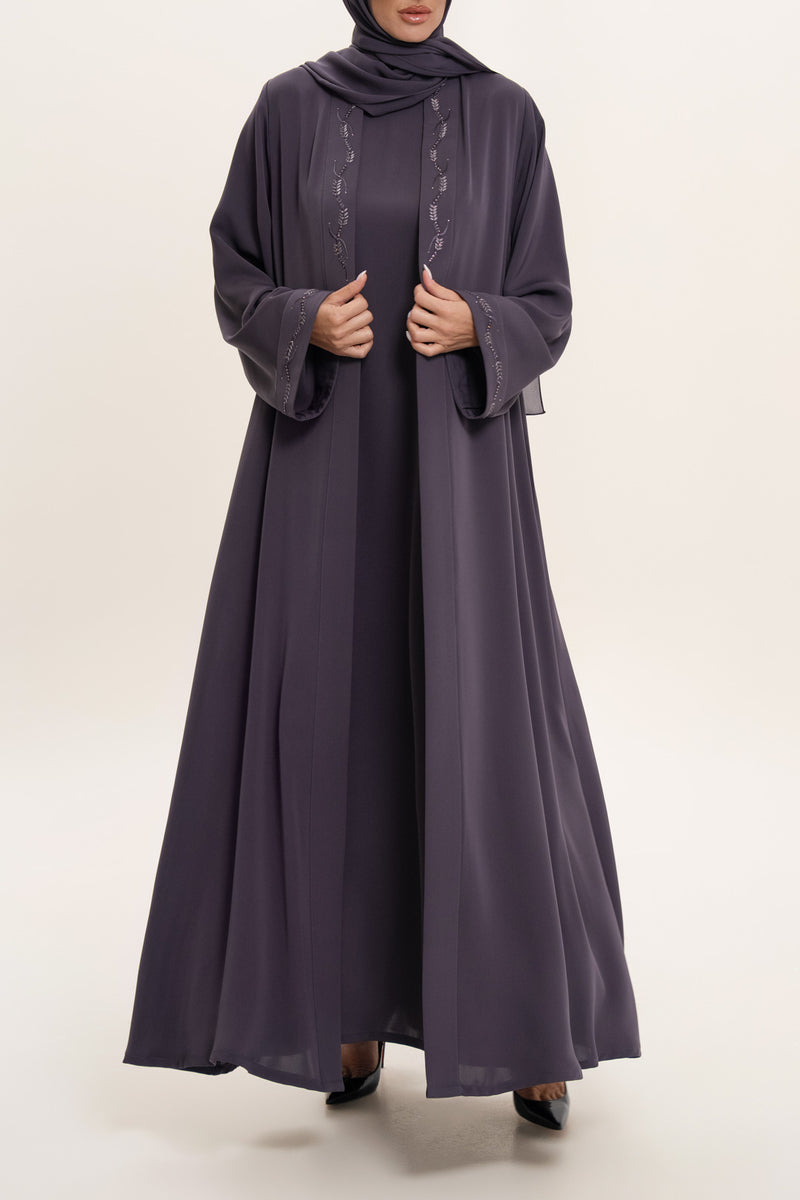 Timeless Purple Embroidered Abaya