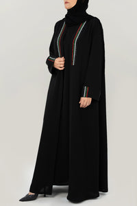 Crystal-Embellished Black Abaya Set