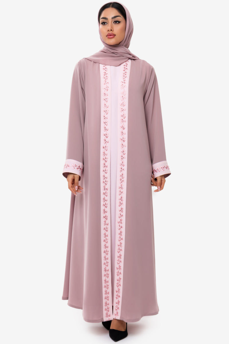 Pale Pink Embroidered Abaya