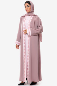 Pale Pink Embroidered Abaya