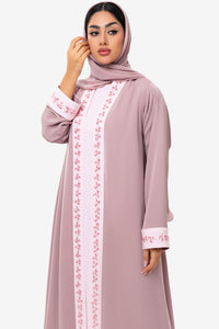 Pale Pink Embroidered Abaya