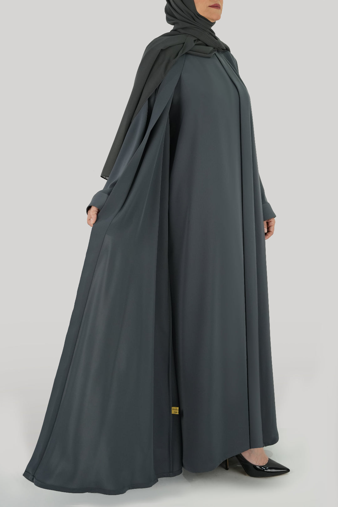 Elegant Charcoal Grey Colored Abaya - Lira - thowby ثـوبي