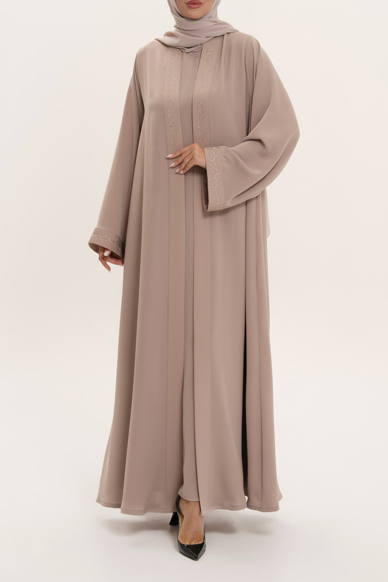 Classic Beige Embroidered Abaya