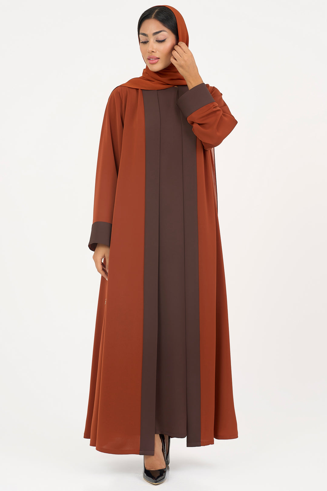 Two-toned Elegant Burnt Orange Colored Abaya