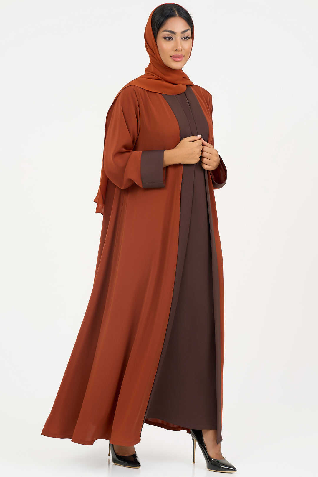 Two-toned Elegant Burnt Orange Colored Abaya