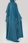 back image Rebecca Turquoise Bisht Abaya and under abaya dress thowby Dubai