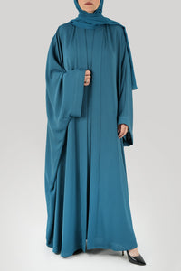 Front  Rebecca Turquoise Bisht Abaya and under abaya dress