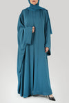 Front  Rebecca Turquoise Bisht Abaya and under abaya dress