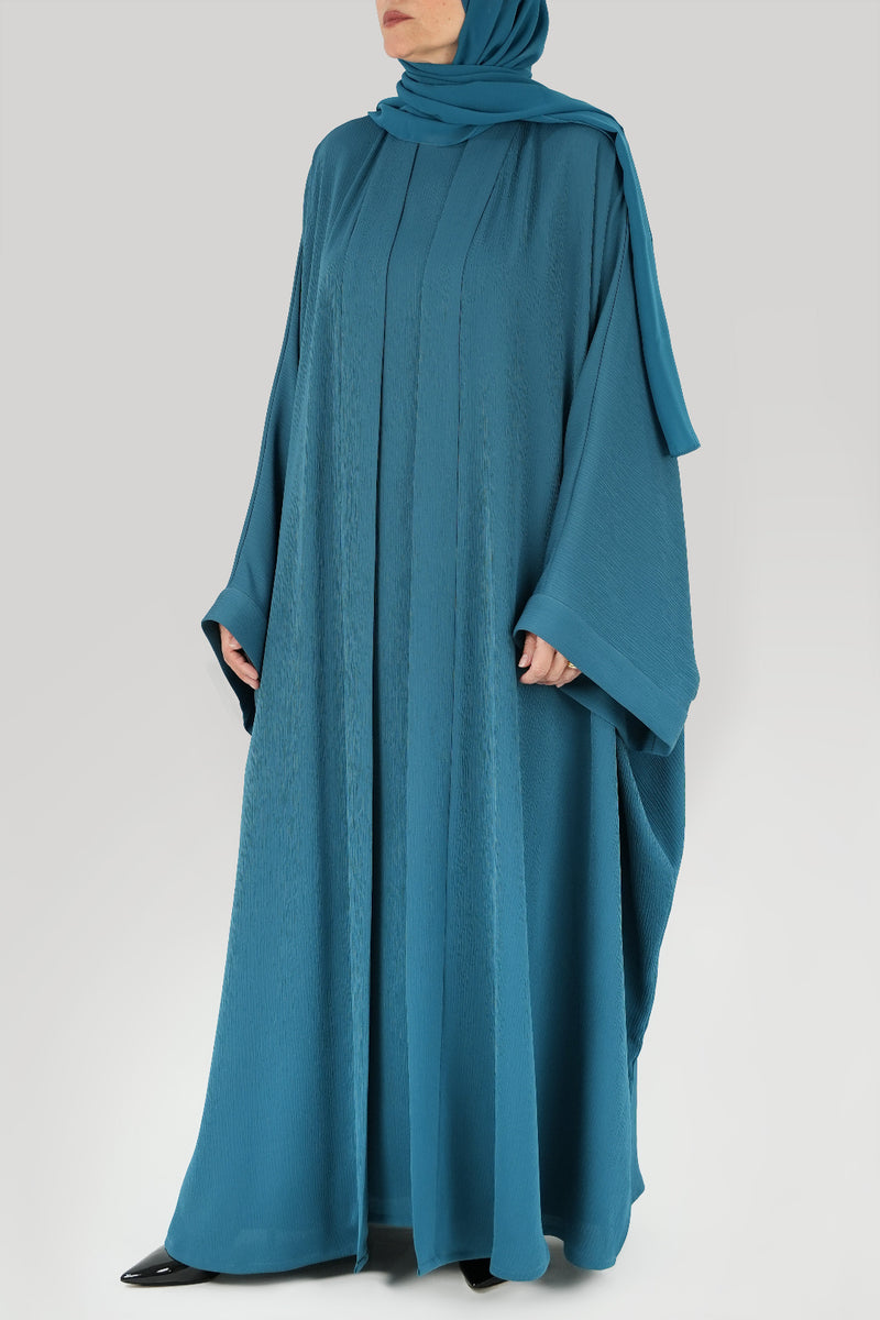 Crushed Turquoise Colored Bisht Abaya - Rebecca - thowby Crushed Turquoise Colored Bisht Abaya - Rebecca - thowby
