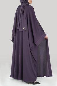 thowby Sarab Bisht Abaya purple color back pose