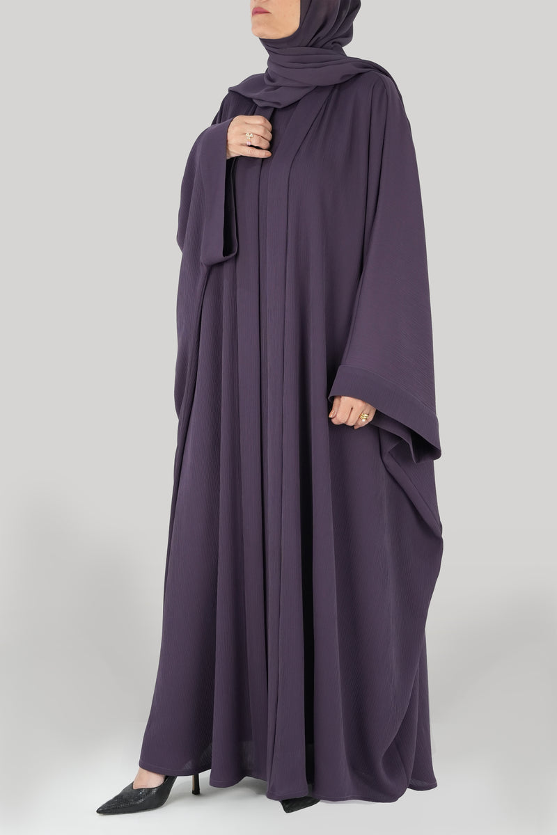 thowby Sarab Bisht Abaya purple color right pose